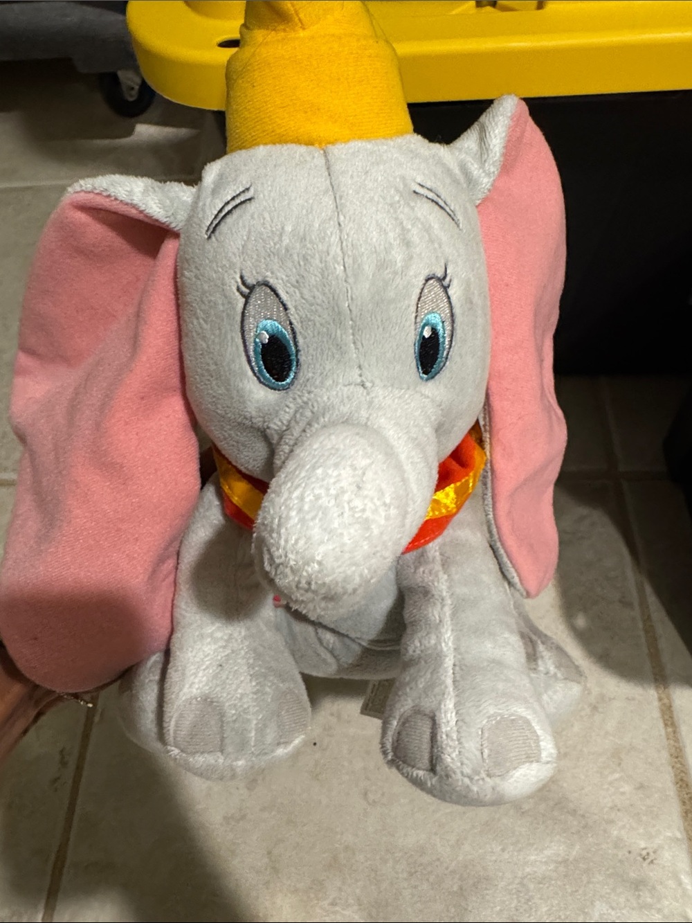 Disney Dumbo Plush — Gray Body with Pink Ears and Yellow Hat